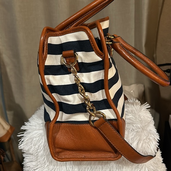 Michael Kors Hamilton Blue and White striped Canvas Tote - Picture 3 of 12